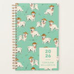 Agenda Western Cowboy Hound Green Personalizado<br><div class="desc">Veja este planejador de 2025 — ele tem seu nome nele e um padrão divertido de cachorros em chapéus de vaqueiro em um fundo verde-menta. Perfeito para mães ocupadas fazendo malabarismo com tudo! Tem espaço para compromissos, atividades, e tudo o mais de que você precisa para acompanhar. Além disso, é...</div>