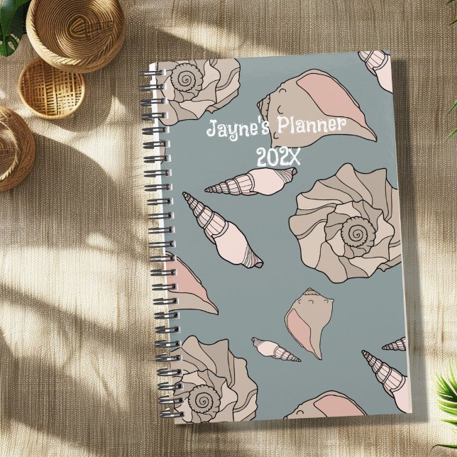 Agenda Whelk Shells Illustrated Yearly Custom Planner (Criador carregado)