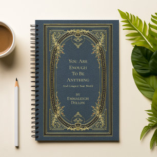 Agenda Whimsic Vintage Dourado e Cobrir de Livro Azul Cla