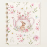 Agenda Whimsical Bunny Teapot Floral Spring Notebook<br><div class="desc">Whimsical Bunny Teapot Floral Spring Notebook. This design features a delightful whimsical bunny nestled within a pink teapot,  surrounded by spring blossoms and green foliage. Perfect for journaling,  school,  work,  or as a thoughtful gift.</div>