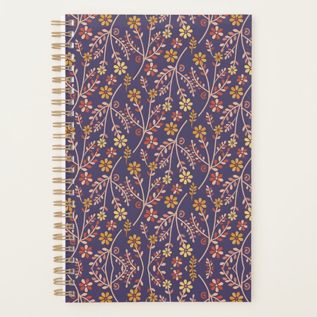 Agenda Whimsical Floral Design with Vines on Purple Back (Frente)