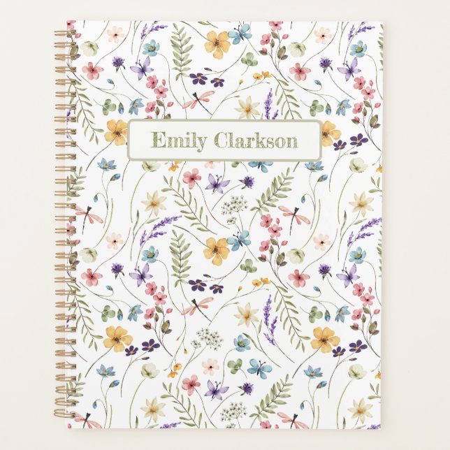 Agenda Whimsical Wildflower Bloom Colorful Spring Pattern (Frente)