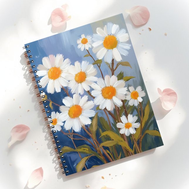 Agenda White Daisies Watercolor Flowers Painted (Criador carregado)