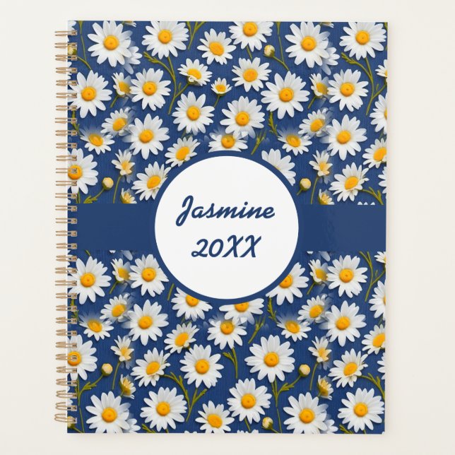 Agenda White English Daisies on Blue (Frente)