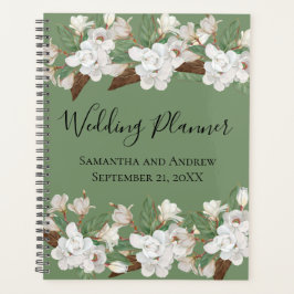 Agenda White Floral Greenery Magnolia Planner de Casament