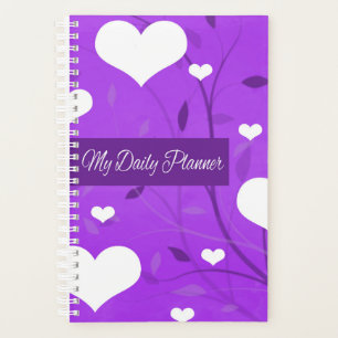 Agenda White Hearts Indigo Floral Daily Planner