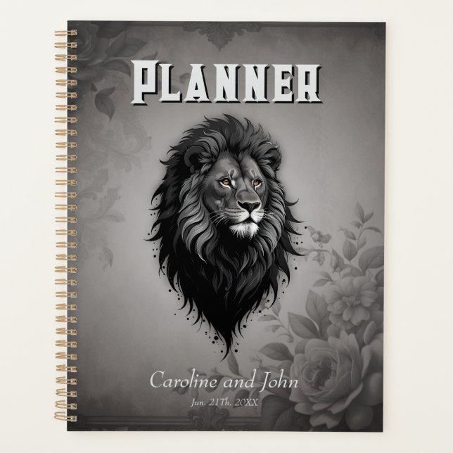 Agenda Wild Grace: retrato impressionante de um leão (Frente)