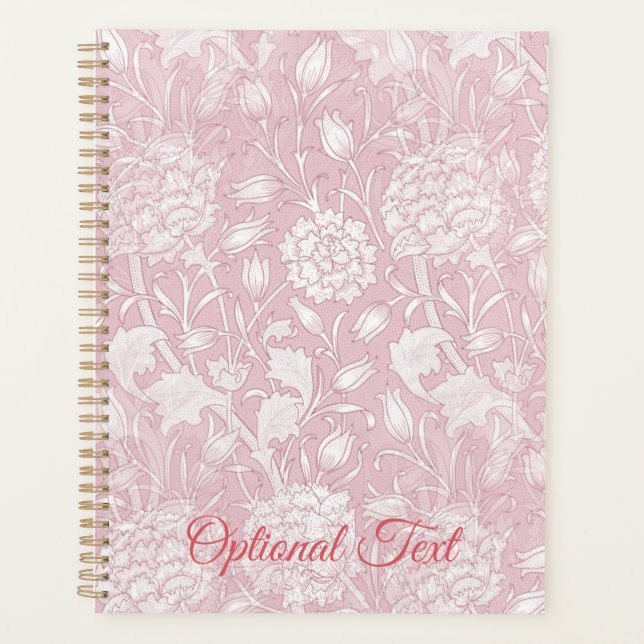 Agenda William Morris Floral Patterno em Planner Rosa (Frente)