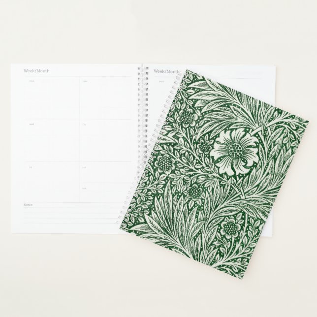 Agenda william morris marigold flor verde floral (Exibição)