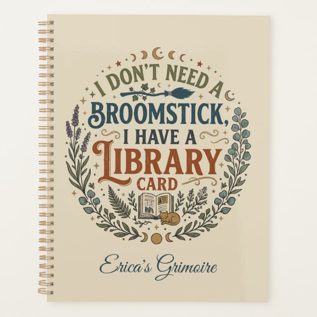 Agenda Witchy Librarian Library Card Book Lover Custom (Frente)