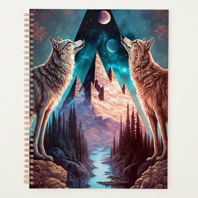 Agenda Wolves Mountain Visionary Fantasy Art (Frente)