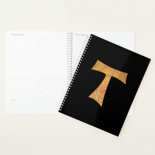 Agenda Wooden Look Franciscan Tau Cross