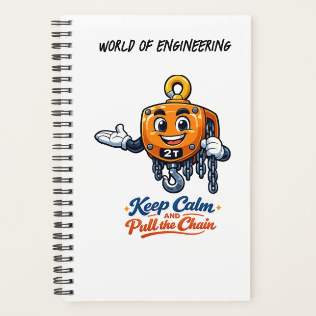 Agenda World of Engineering Keep Calm Pull Chain Notebook (Frente)