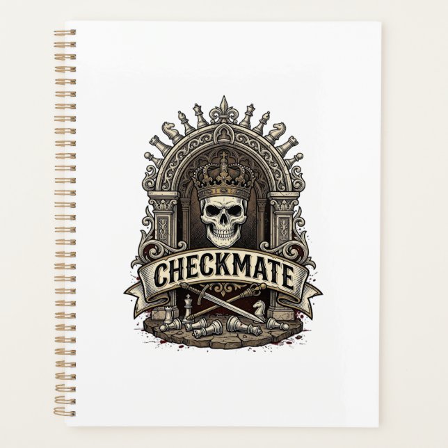 Agenda Xadrez Antigo Checkmate Skull King (Frente)