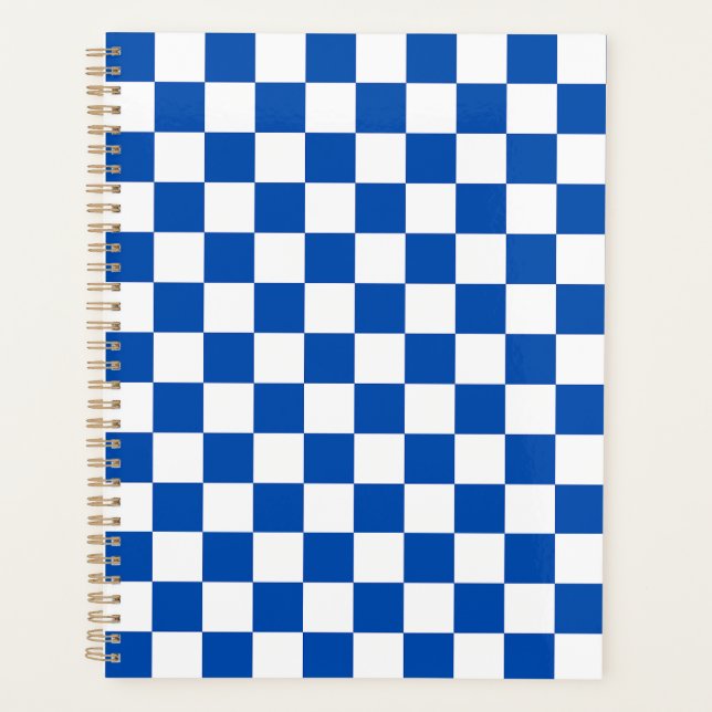 Agenda Xadrez azul cobalto clássico (Frente)