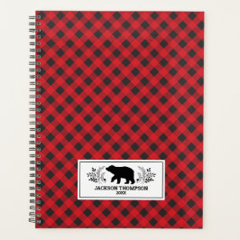 Agenda Xadrez de Buffalo Preto Vermelho Personalizado