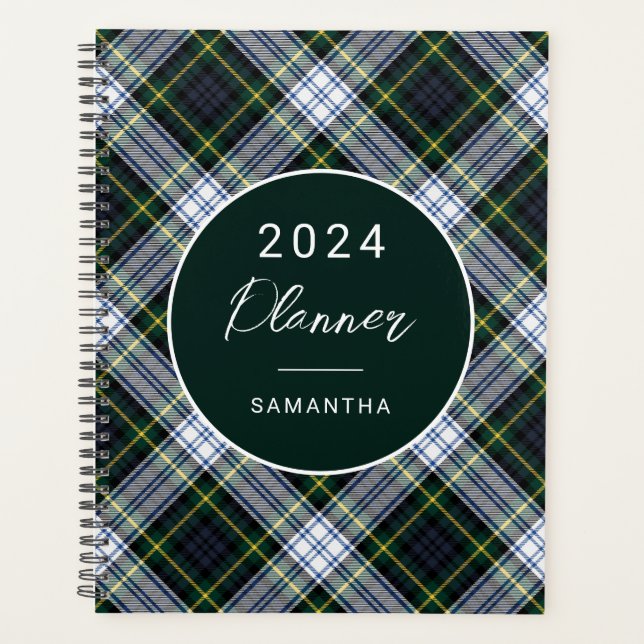 Agenda Xadrez Green Rustic Clan Gordon Tartan (Frente)