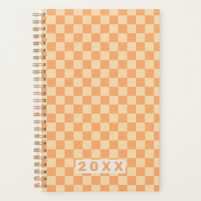 Agenda Xadrez Laranja Amarelo Retro 2026 (Frente)