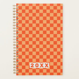 Agenda Xadrez Laranja Retro 2026