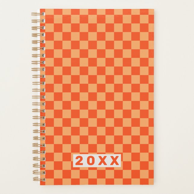 Agenda Xadrez Laranja Retro 2026 (Frente)
