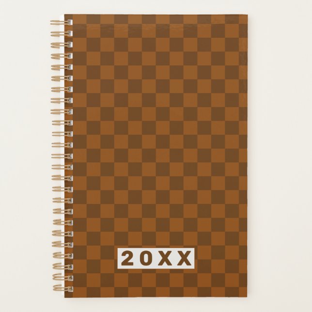 Agenda Xadrez Marrom Retro 2026 (Frente)