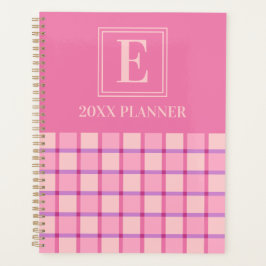 Agenda Xadrez Moderno Rosa Roxo Monograma Personalizado