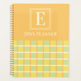 Agenda Xadrez moderno verde amarelo laranja Monograma per