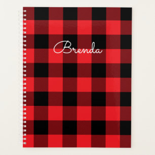 Agenda Xadrez Moderno Vermelho e Preto de Búfalo