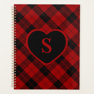 Agenda Xadrez Monograma Natal Vermelho Buffalo Plaid