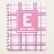 Xadrez Preppy Monograma Cor-de-rosa Roxo da Univer