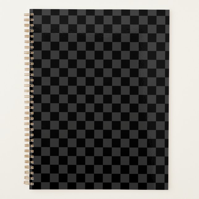 Agenda Xadrez Preto Cinza Quadriculado (Frente)