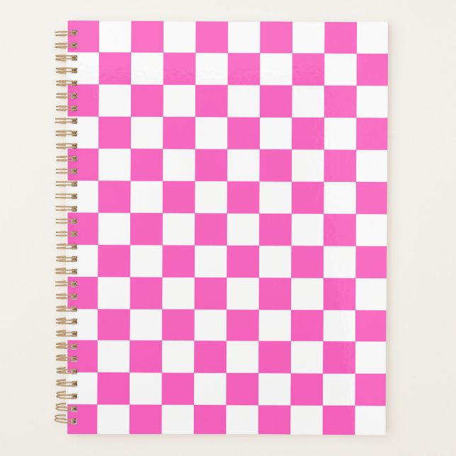 Agenda Xadrez rosa visual clássico (Frente)
