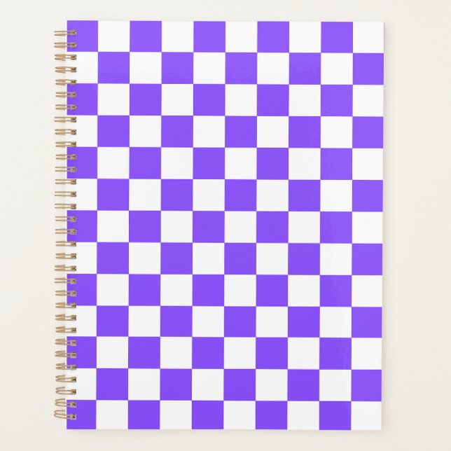 Agenda Xadrez roxo clássico visual (Frente)