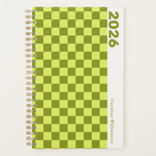 Agenda Xadrez Verde Lima Oliva Personalizado Nome