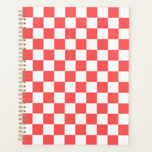 Agenda Xadrez vermelho coral clássico
