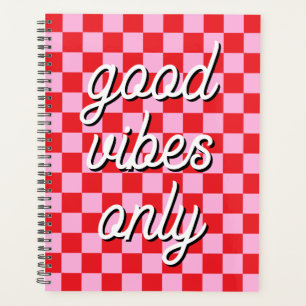 Agenda Xadrez Vermelho e Rosa Claro