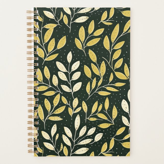 Agenda Yellow and Cream Leafy Branches Pattern  (Frente)