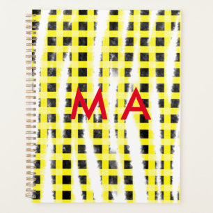 Agenda Yellow Black checkboard add name monograma name le