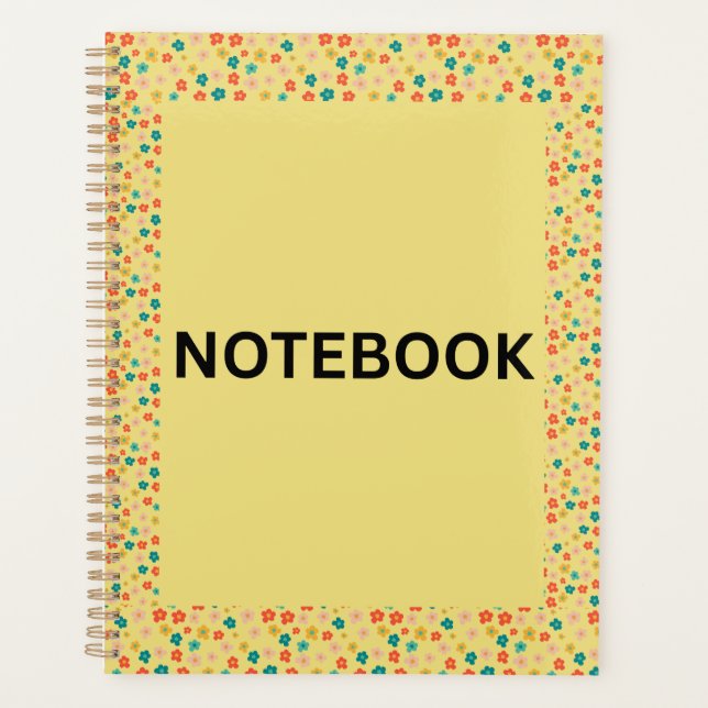 Agenda Yellow Floral Notebook | Cute Small Flowers & Colo (Frente)