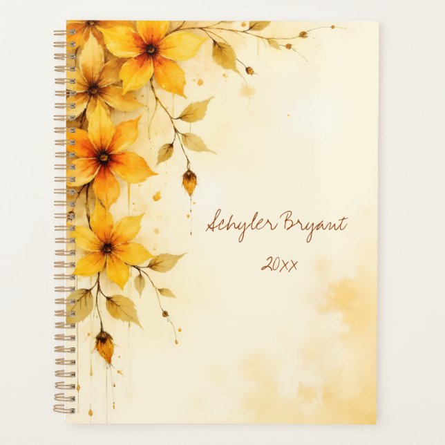 Agenda Yellow Floral Spiral-bound Spring Botanical (Frente)