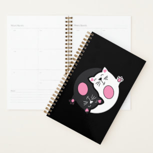 Agenda Yin Yang Gatos Adormecidos em Preto e Branco 