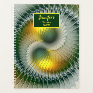 Agenda Yin Yang Green Yellow Abstrato Fractal Nome Própri