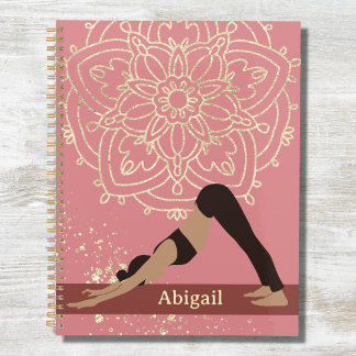 Agenda Yoga Girl Modern Mandala Rosa cor-de-rosa Dourada