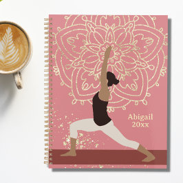 Agenda Yoga Girl Modern Mandala Rosa cor-de-rosa Dourada