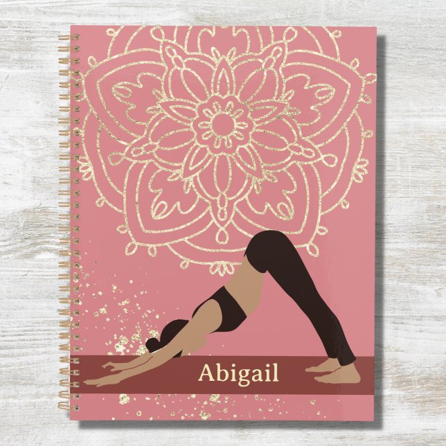 Agenda Yoga Girl Modern Mandala Rosa cor-de-rosa Dourada (Criador carregado)