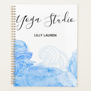 Agenda Yoga Pilates Reiki Studio Blue Waves Watercolor