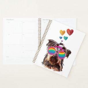 Agenda Yorkie Dog com Dia de os namorados de Corações