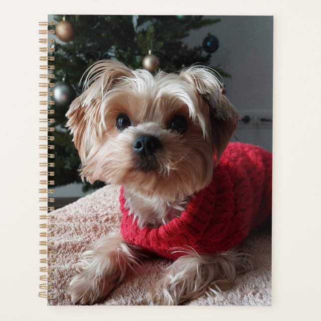 Agenda Yorkie Yorkshire Terrier Fofo com Árvore de Natal (Frente)