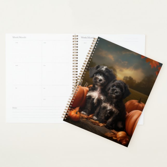 Agenda Yorkipoo Puppy Autumn Delight Pumpkin (Exibição)