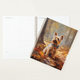 Agenda Yorkshire Terrier no Outono Folhas Caídas Inspiram